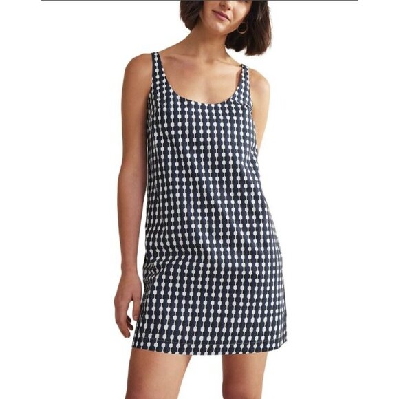 Boden Mini Dress 16 18 Long Sleeveless Shift Sundress Nautical Geometric Preppy - Picture 1 of 13